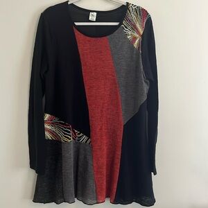 This and That Tunic Top‎ Yarn Lagenlook Art to Wear XL Unique Casual Sweater